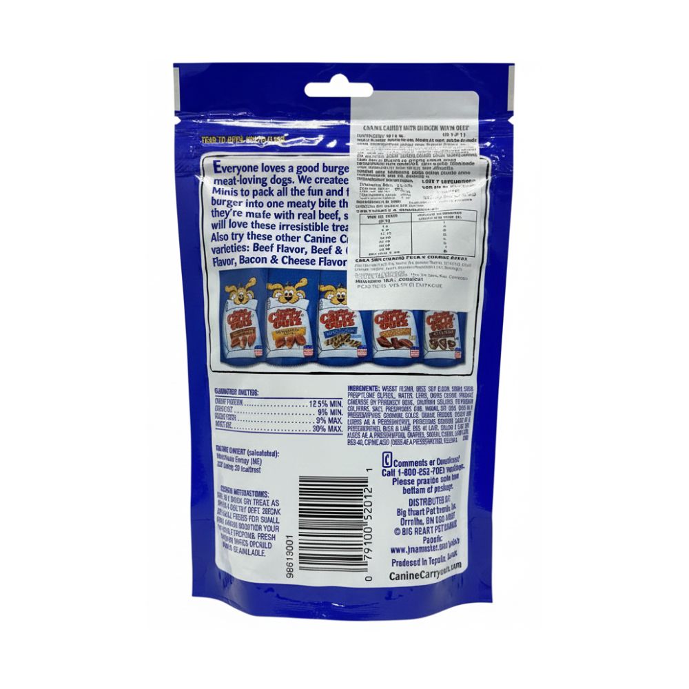 Canine Carry Outs Burger Minis Beef Dog Snacks Paq X 128Gr