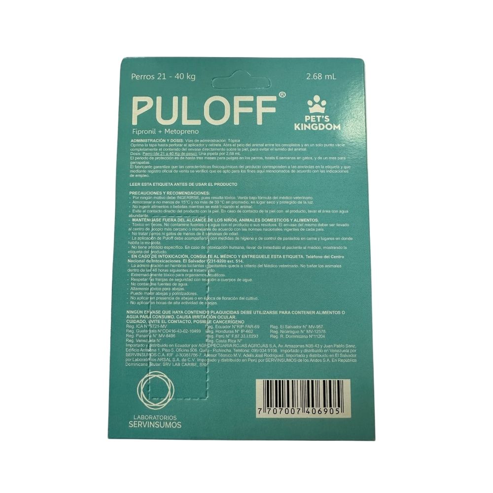 Puloff Solución Tópica 21- 40 Kg (10.0+9.0)