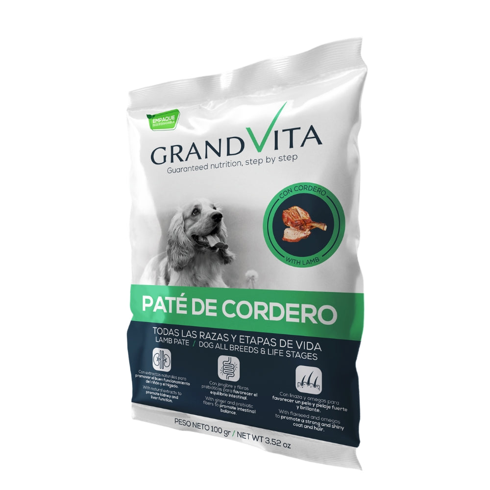 Grand Vita Alimento para Perros Paté de Cordero Pack 12x100g