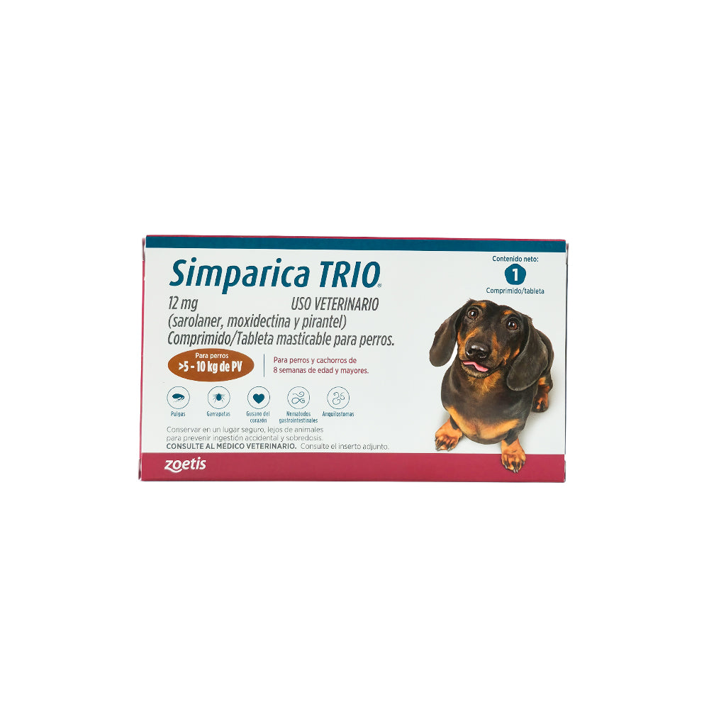 Desparasitante Interno y Externo Perro Simparica Trio 5 - 10 Kg