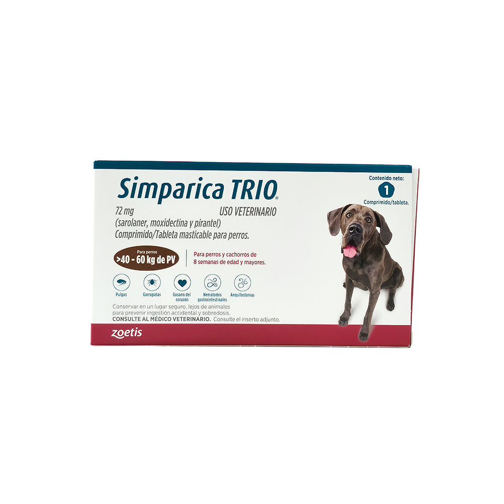 Desparasitante Interno y Externo Perro Simparica Trio 40 - 60 Kg
