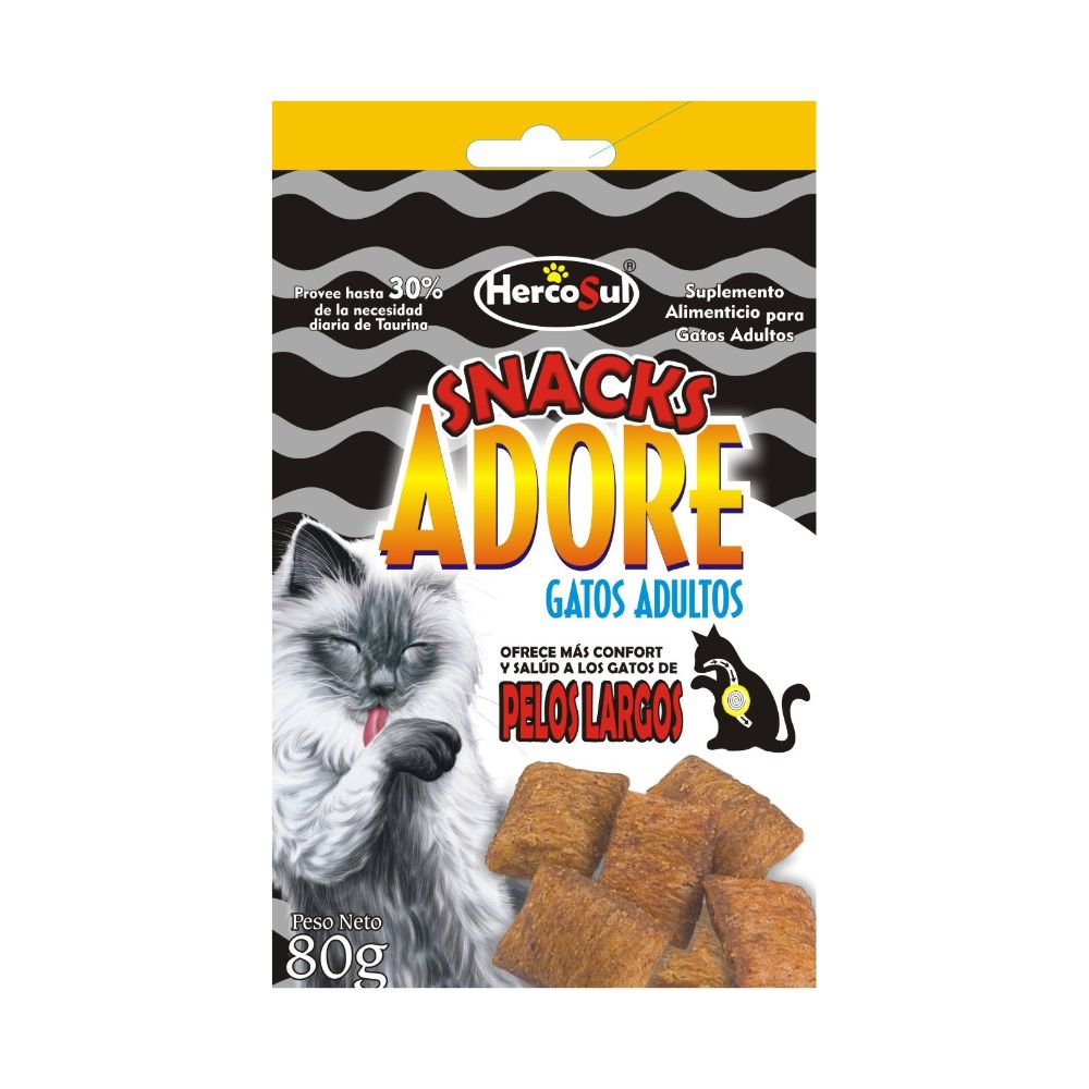 Snacks Adore Gatos Adultos Pelos Largos Paq X 80Gr
