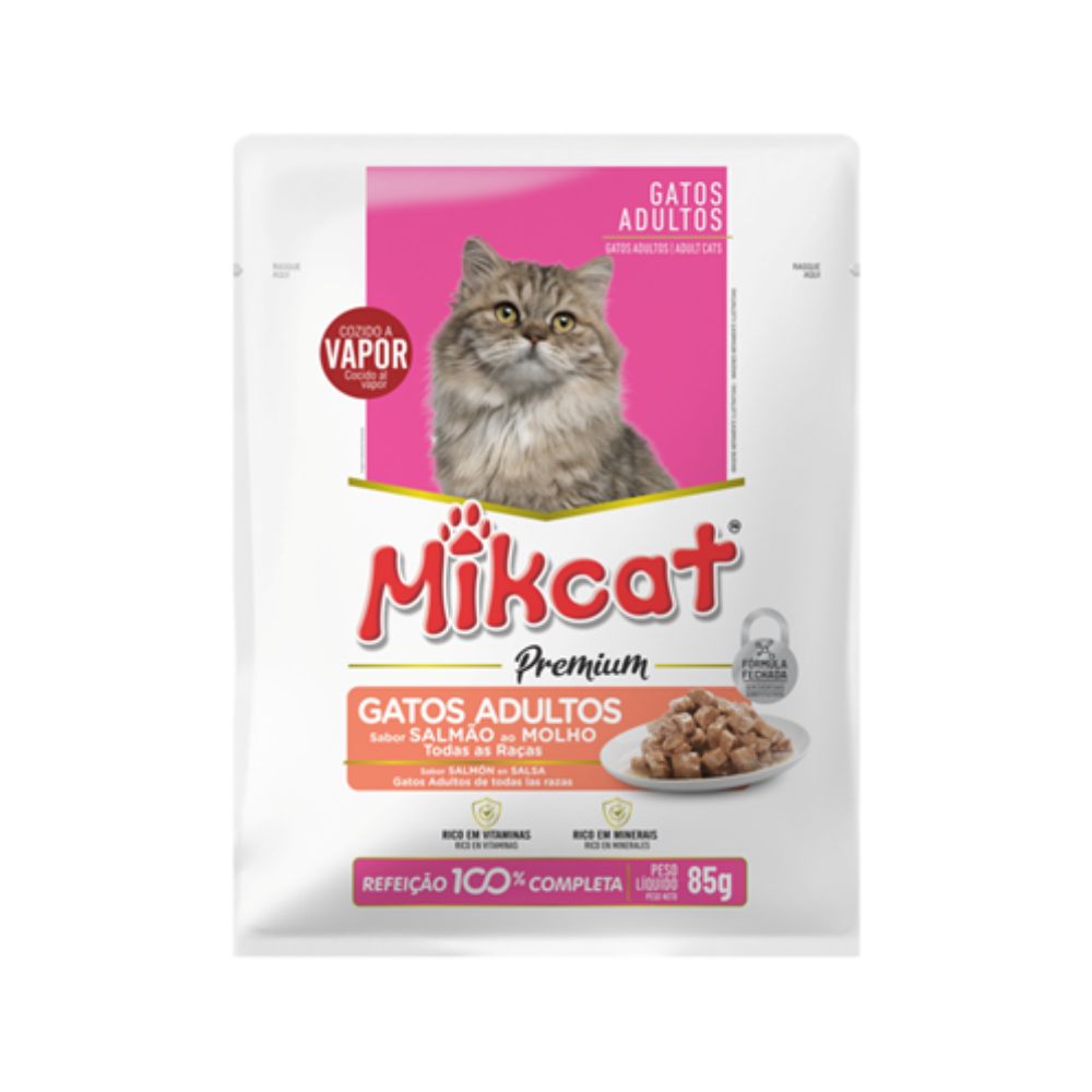 Alimento Premium Gatos Adultos Bol X 85Gr Mikcat Salmon