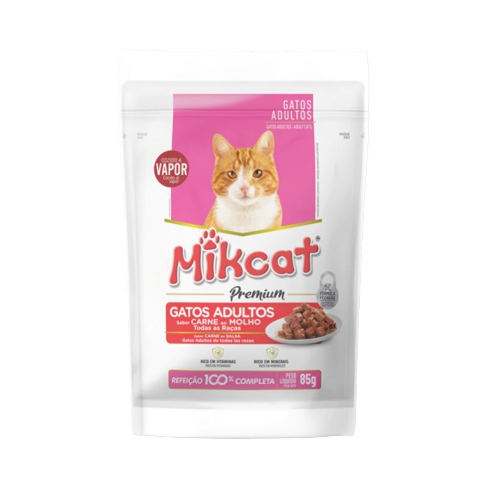 Mikcat Alimento Completo para Gato Adulto Carne Bolsa 85g
