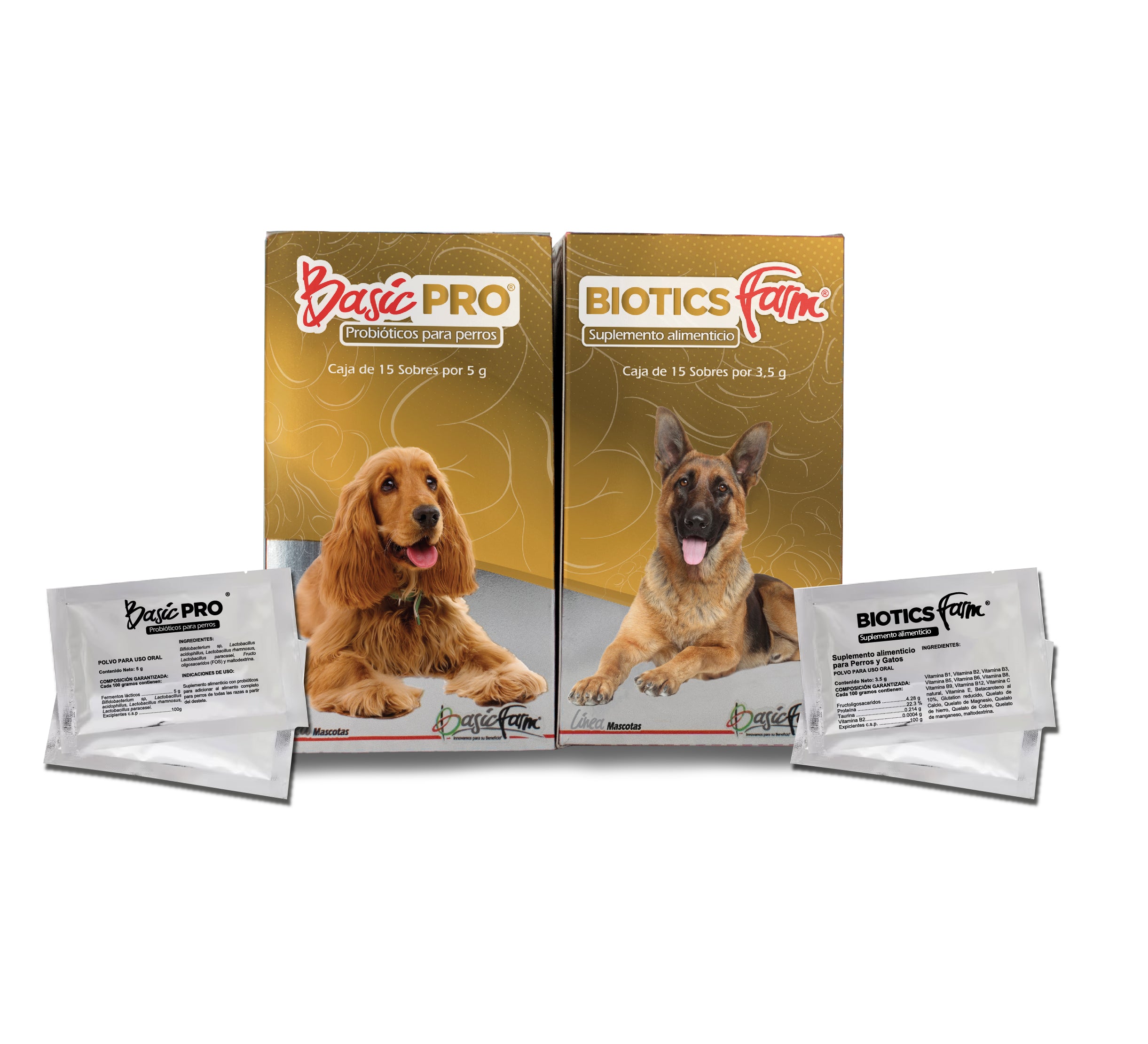 Basic Probiotics Farm Suplemento para Perros Pack 15x5g + 15x3.5g