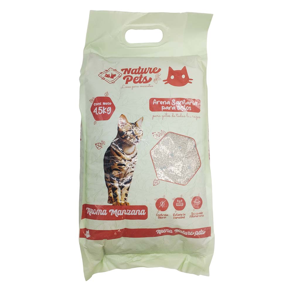 Nature Pets Arena Granulada Sanitaria para Gatos Manzana Bolsa 4.5kg