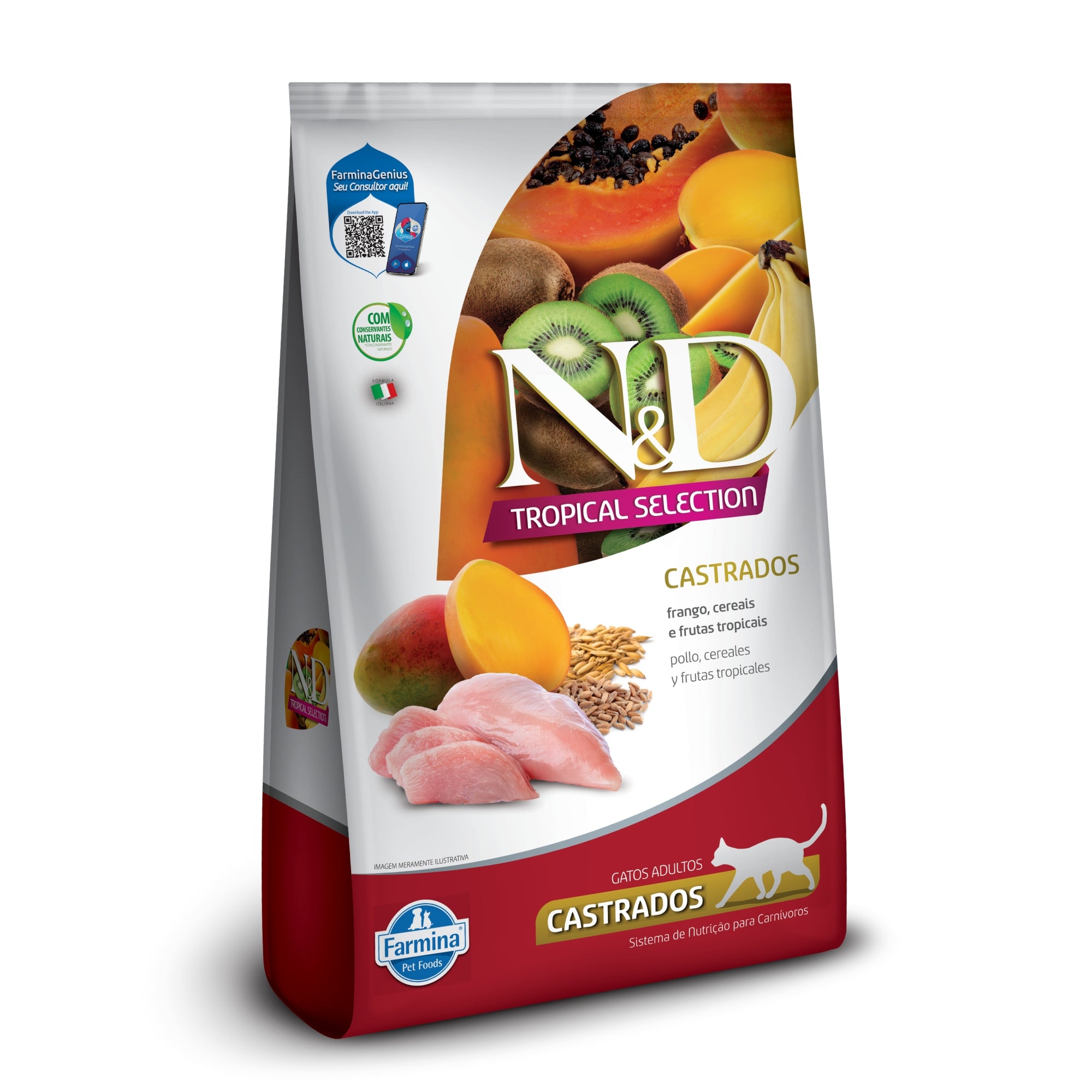 N&D (Farmina) Alimento para Gatos Adultos Castrados Pollo, Cereales y Frutas Tropicales Bolsa 7kg
