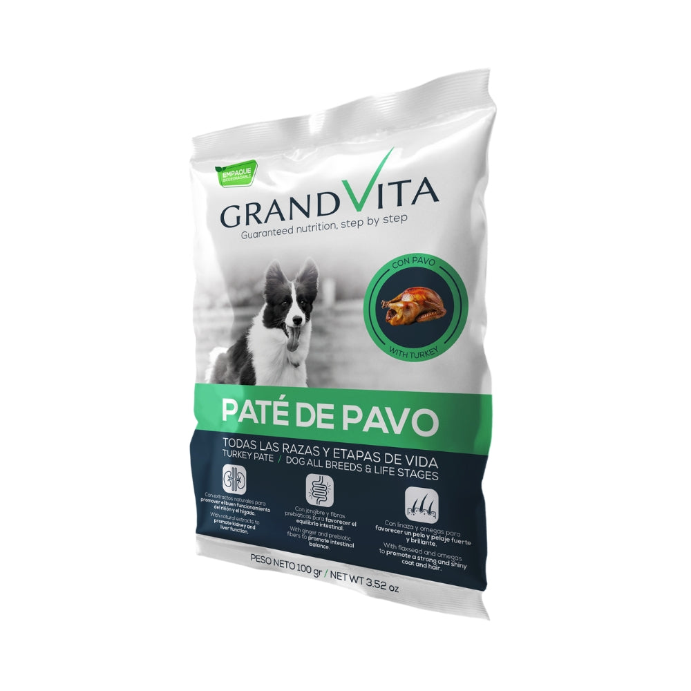 Comida Húmeda Para Perro Grand Vita Paté Pavo 100 g