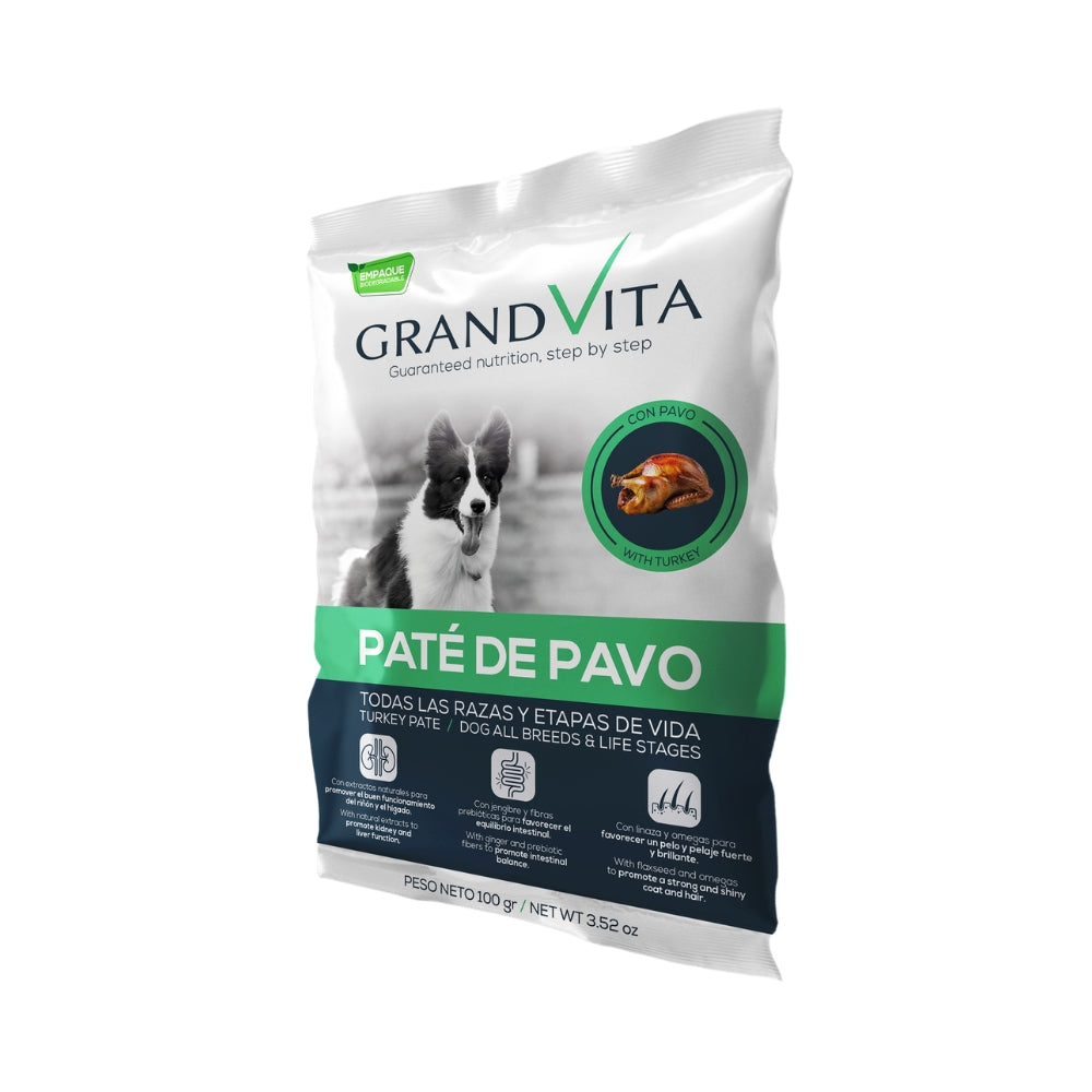 Grand Vita Alimento para Perros Paté de Pavo Pack 12x100g