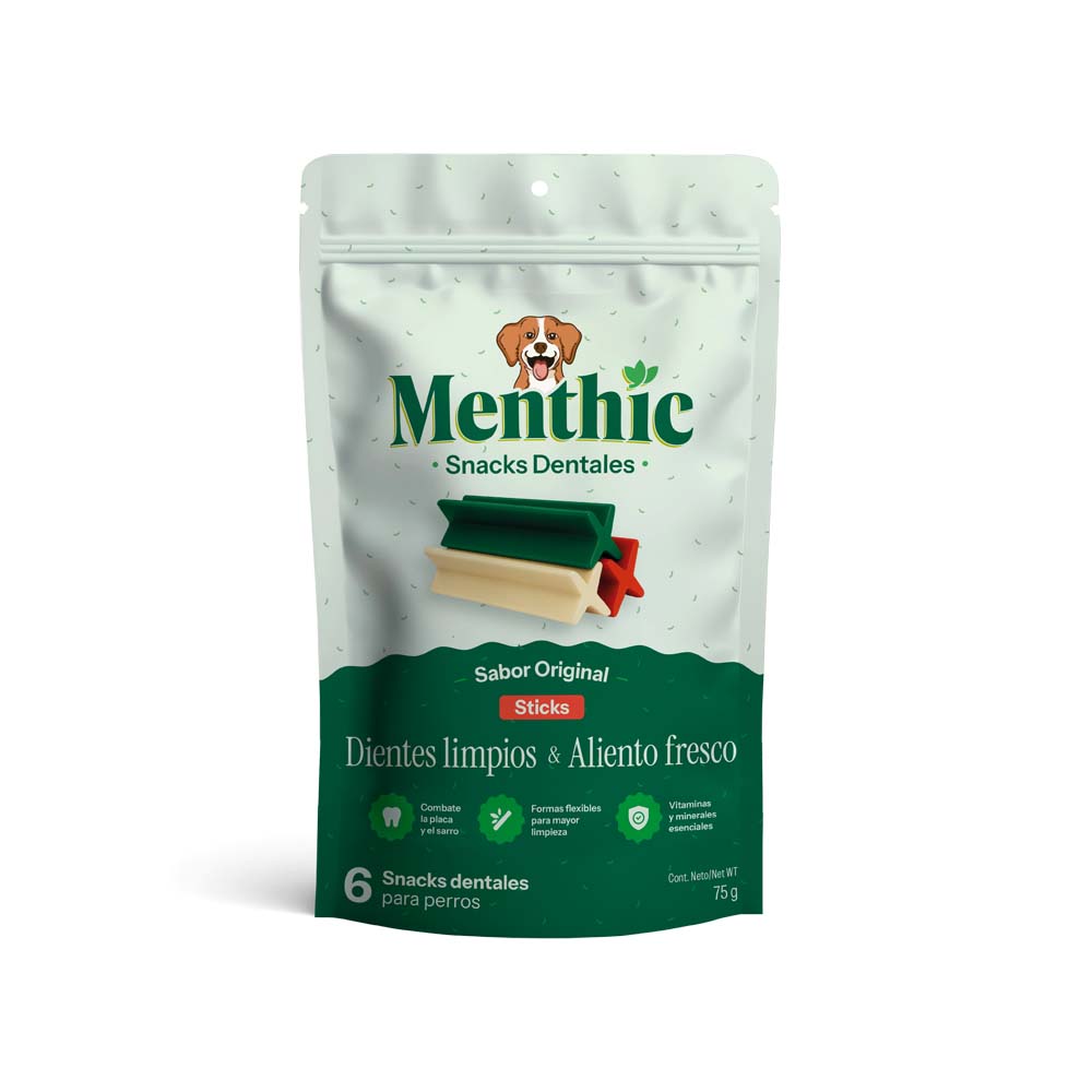 Sticks Menthic. Snacks Dentales x 6 Unidades (75Gr)