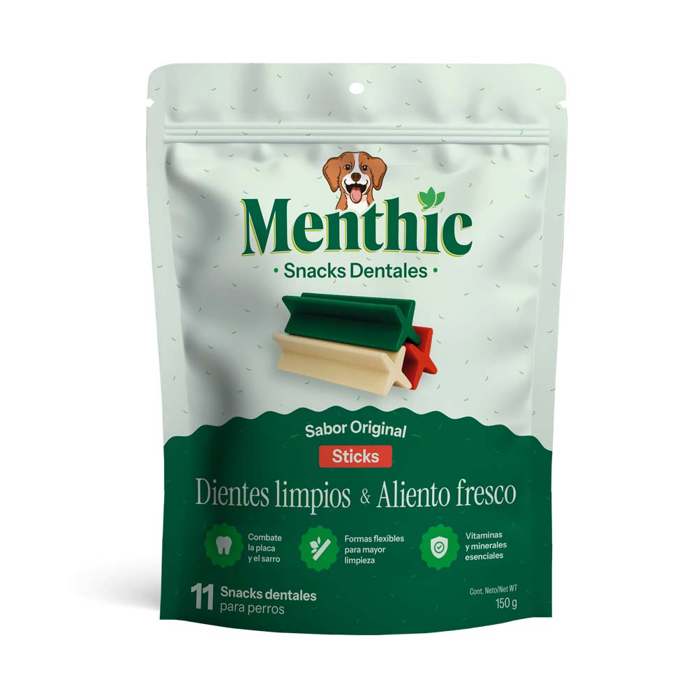 Menthic Snack Dental Dientes Limpios y Aliento Fresco Sticks