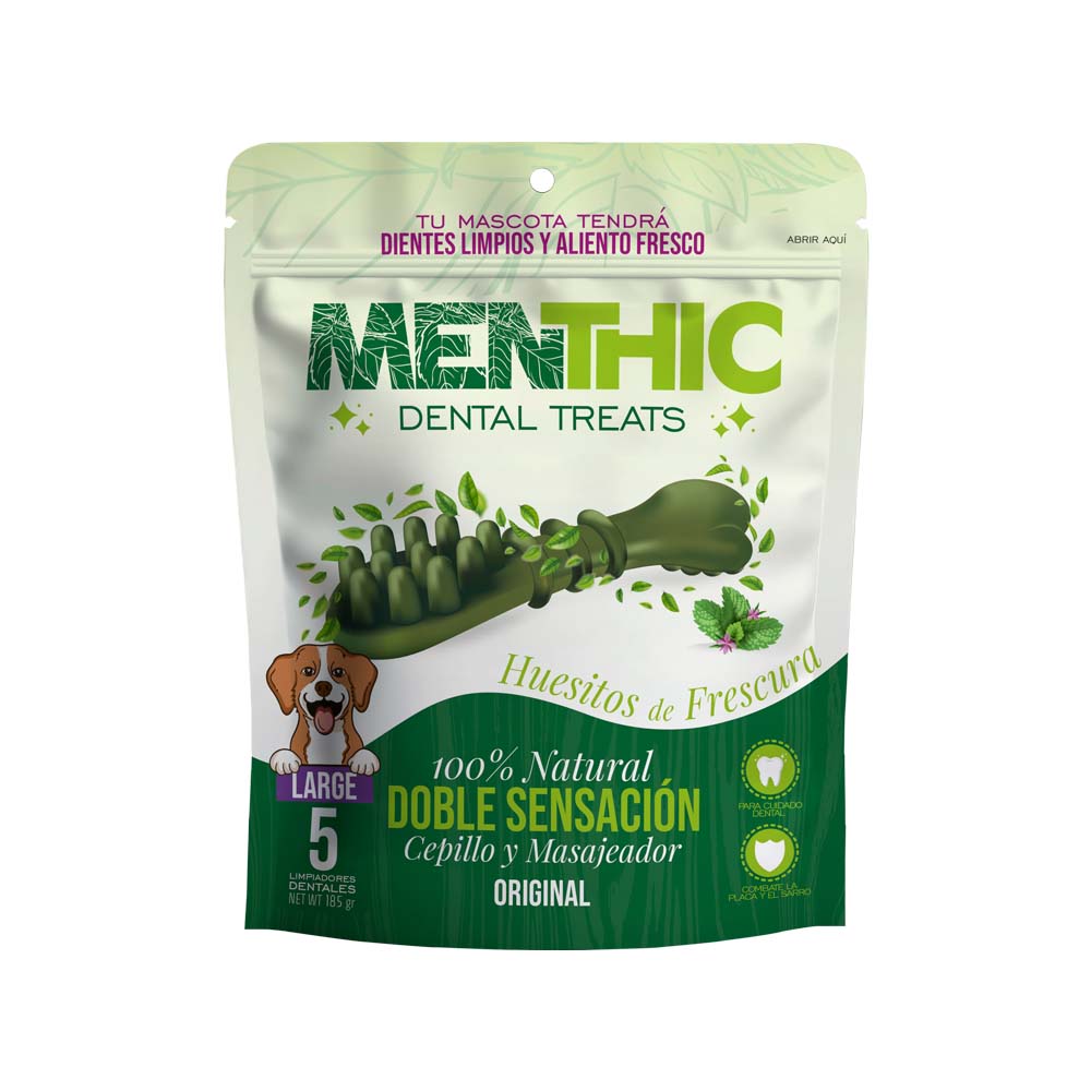 Menthic Snack Dental con Masajeador para Perros Pack 5x185g