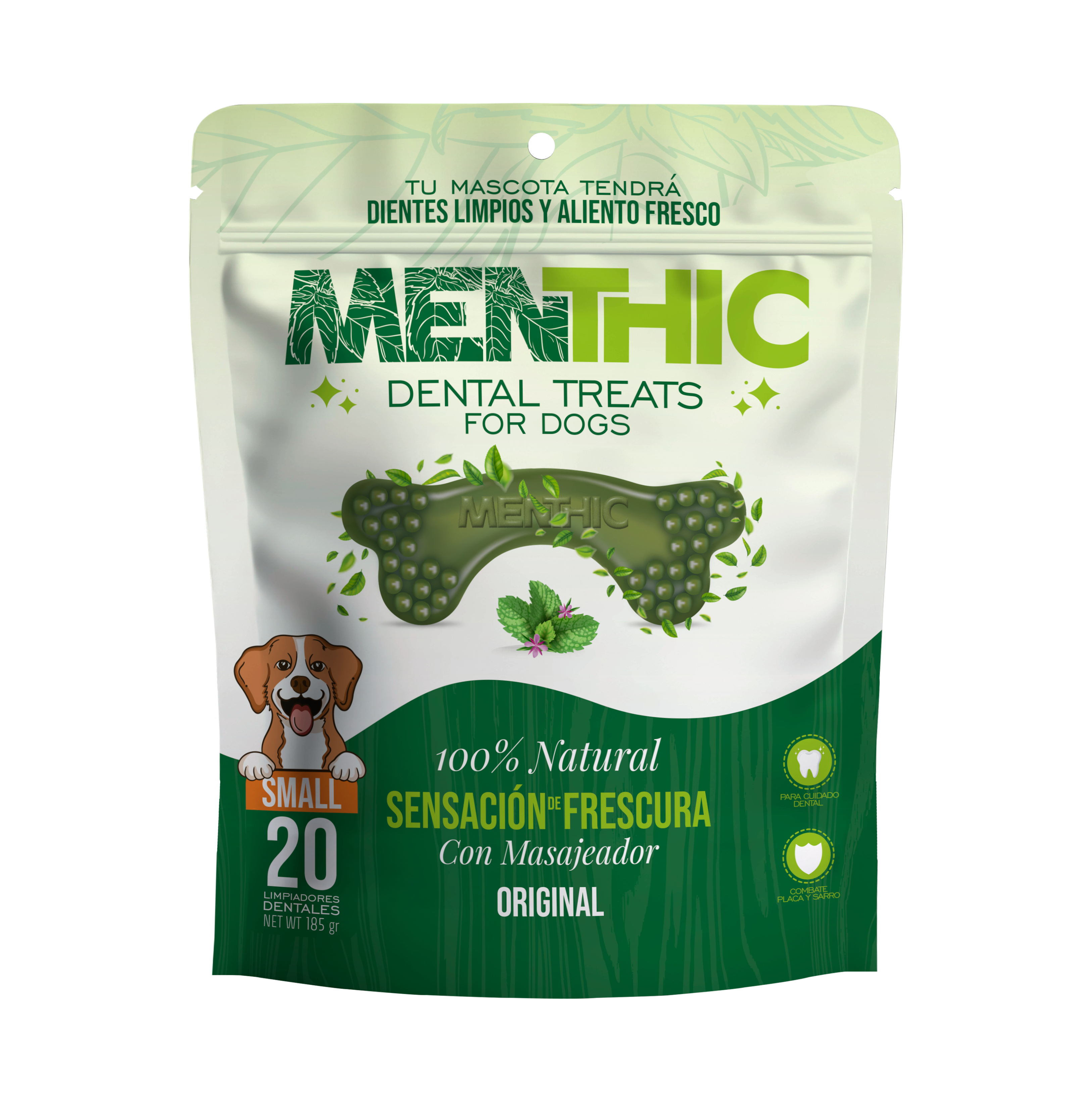 Menthic Snack Dental Cepillo y Masajeador Small Menta