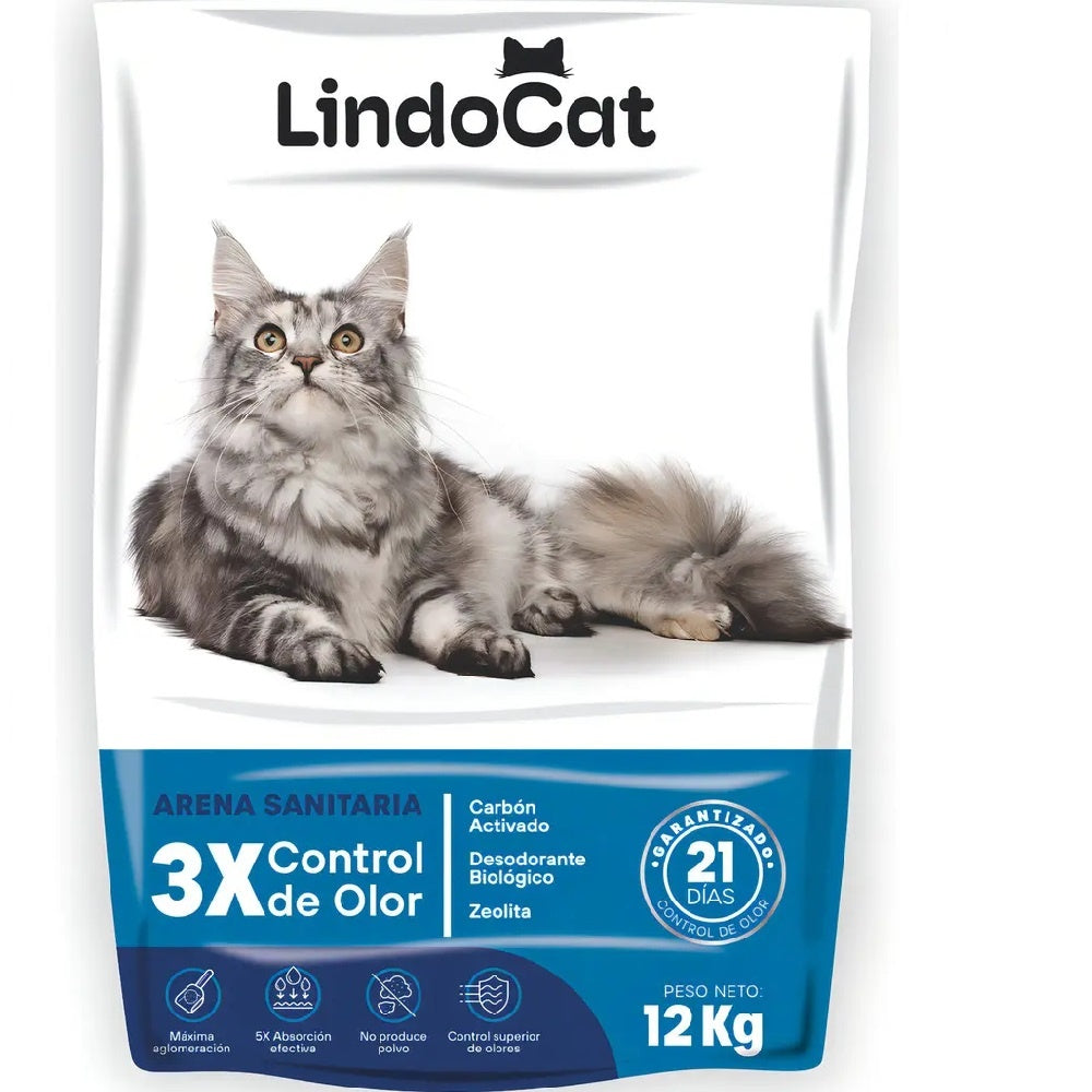 Arena Sanitaria Lindocat 3X Control De Olor Bol X 12Kg