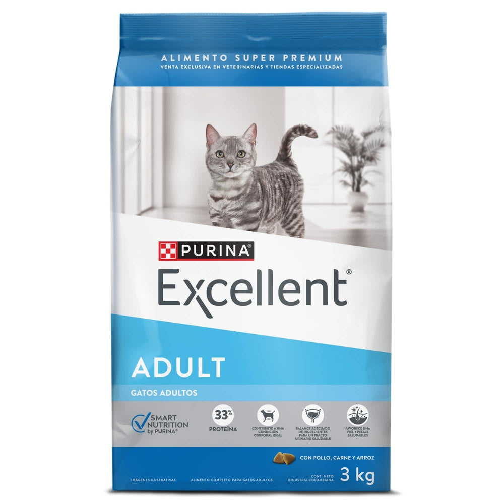 Alimento Completo Purina Excellent Gatos Adultos Bol X 3Kg