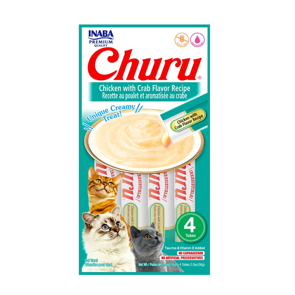Snack Churu Inaba Para Gato Bol X 4Tub X 14Gr Pollo Con Cangrejo